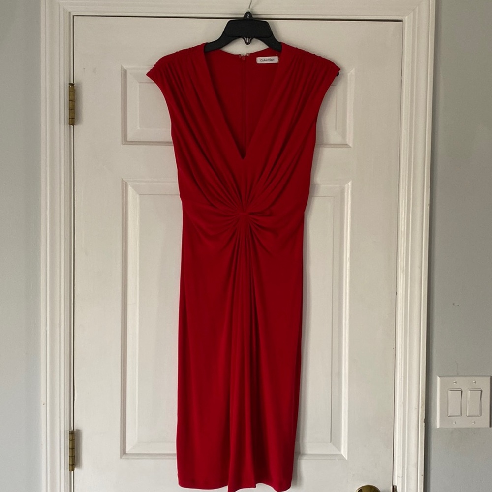 Calvin Klein ruched midi dress